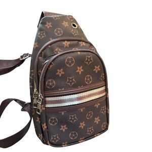 Fun sling backpack faux leather replica w two front pockets